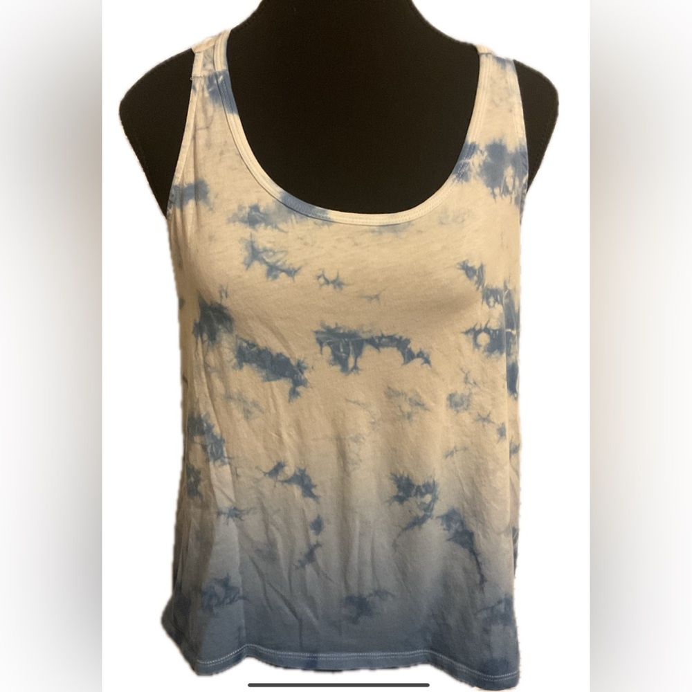 G STAR RAW Blue and White Tie-Dye Tank Top